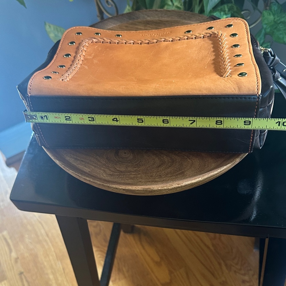 Tignanello Orange Brown Braided, Gold Studded Crossbody NWOT - Picture 13 of 15